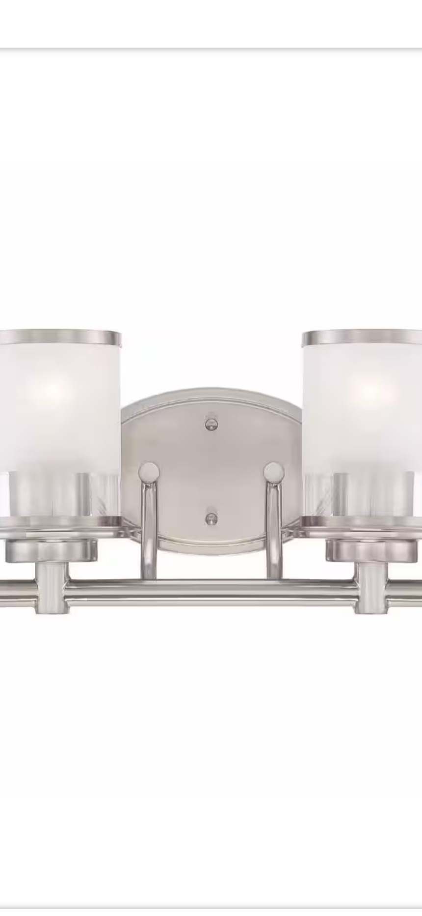 Hampton Bay
Truitt 14.2 in. 2-Light Brushed Nickel Modern Transitional Vanity with Frosted and Clear Edge Glass Shades